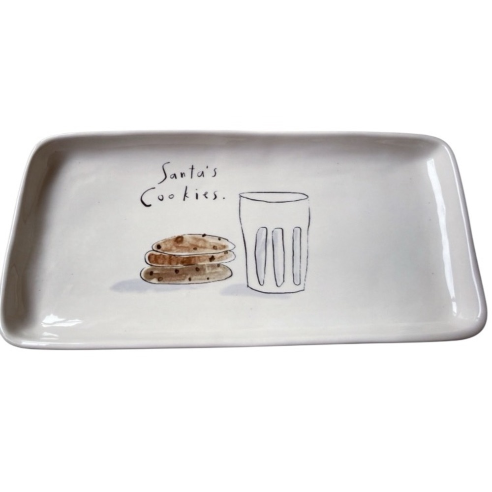 Rae Dunn Santa's Cookies Christmas Holiday Ceramic Platter Tray M Studios